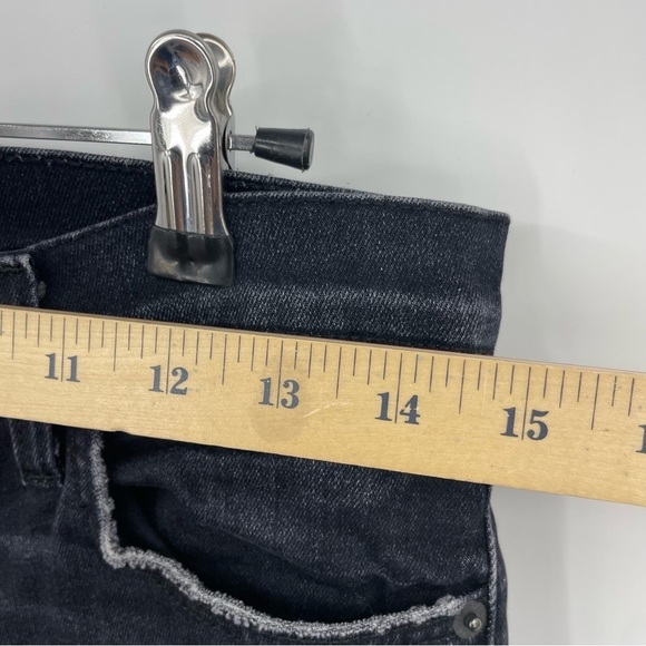 Current/Elliott Topanga The Slim Straight High Rise Jeans Sz 28 black distressed - Picture 6 of 9
